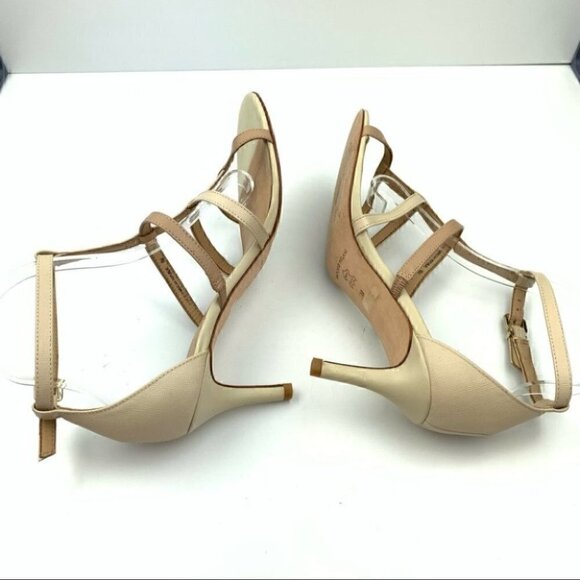 Antonio Melani heels 8 tan beige Leather t-strap - Picture 6 of 13